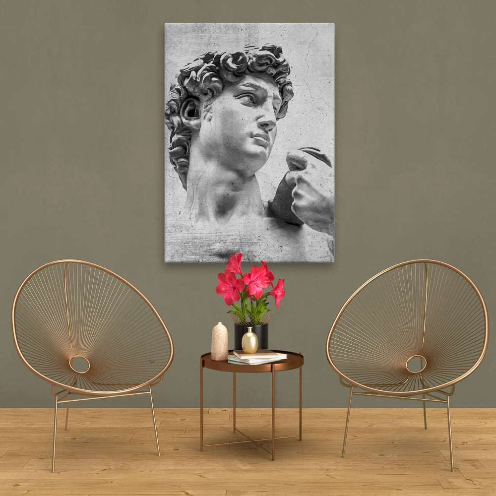 Tablou canvas care il infatiseaza pe eroul biblic david care este renumit pentru victoria sa asupra uriasului goliat the david statue