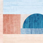Tapet personalizat abstract cu forme geometrice in nuante de rosu si albastru crimson blue