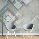 Tapet personalizat abstract cu forme patrate pe un perete texturat textured wall