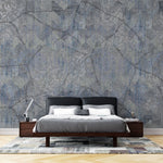 Tapet personalizat abstract cu textura abstracta florala in nuante inchise cu efect invechit old blue