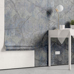 Tapet personalizat abstract cu textura abstracta florala in nuante inchise cu efect invechit old blue