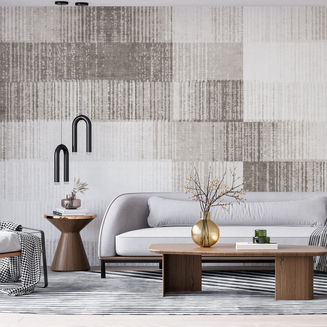 Tapet personalizat abstract cu dungi abstracte in nuante de bej beige tones