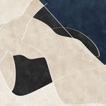 Tapet personalizat abstract cu linii abstracte in nuante de bej, albastru si negru line art 