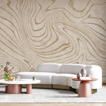 Tapet personalizat abstract cu forma abstracta in nuante de bej moving sands