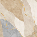 Tapet personalizat abstract cu forma abstracta in nuante de bej cu detalii aurii sleek