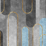Tapet personalizat abstract cu forme moderne rotunde si insertii aurii abstract glitter