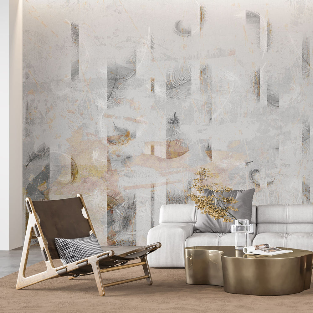 Tapet personalizat abstract cu model abstract de pene albe abstract feathers