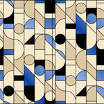 Tapet personalizat art deco cu frome geometrice in stil bauhaus blue bauhaus