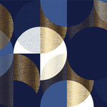 Tapet personalizat art deco cu cercuri in nuante aurii bleumarin si alb golden art print