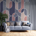 Tapet personalizat art deco cu forme ovale colorate hollywood glam