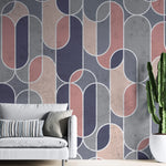 Tapet personalizat art deco cu forme ovale colorate hollywood glam