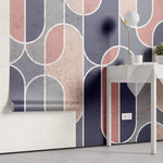 Tapet personalizat art deco cu forme ovale colorate hollywood glam