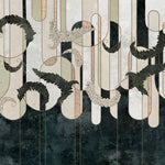 Tapet personalizat art deco cu pene pe fundal inchis de marmura marble art deco