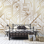 Tapet personalizat art deco cu forme geometrice aurii the great gatsby