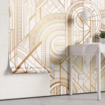 Tapet personalizat art deco cu forme geometrice aurii the great gatsby