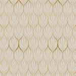 Tapet personalizat art deco in nuante aurii cu model floral golden leaf blossom