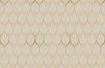 Tapet personalizat art deco in nuante aurii cu model floral golden leaf blossom