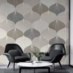 Tapet personalizat art deco in nuante pamantii cu model de scoici sea shells