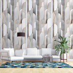 Tapet personalizat art deco cu marmura incadrata in arcade specifice stilului art deco marble towers
