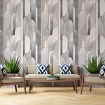 Tapet personalizat art deco cu marmura incadrata in arcade specifice stilului art deco marble towers