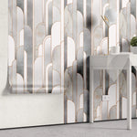 Tapet personalizat art deco cu marmura incadrata in arcade specifice stilului art deco marble towers
