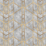 Tapet personalizat art deco cu forme geometrice aurii pe un fundal cimentat golden concrete