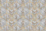 Tapet personalizat art deco cu forme geometrice aurii pe un fundal cimentat golden concrete