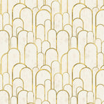 Tapet personalizat art deco cu arcade aurii pe fundal alb texturat in stil art deco golden arches