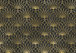 Tapet personalizat art deco cu floare de lotus aurie pe un fundal negru de perete texturat black lotus
