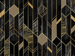 Tapet personalizat art deco de inspiratie art deco in nuante de negru obsidian si detalii aurii obsidian gold