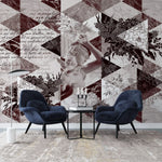 Tapet personalizat eclectic cu motive florale sculpturi si text italian eclectic sculptures
