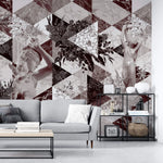 Tapet personalizat eclectic cu motive florale sculpturi si text italian eclectic sculptures