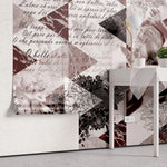 Tapet personalizat eclectic cu motive florale sculpturi si text italian eclectic sculptures
