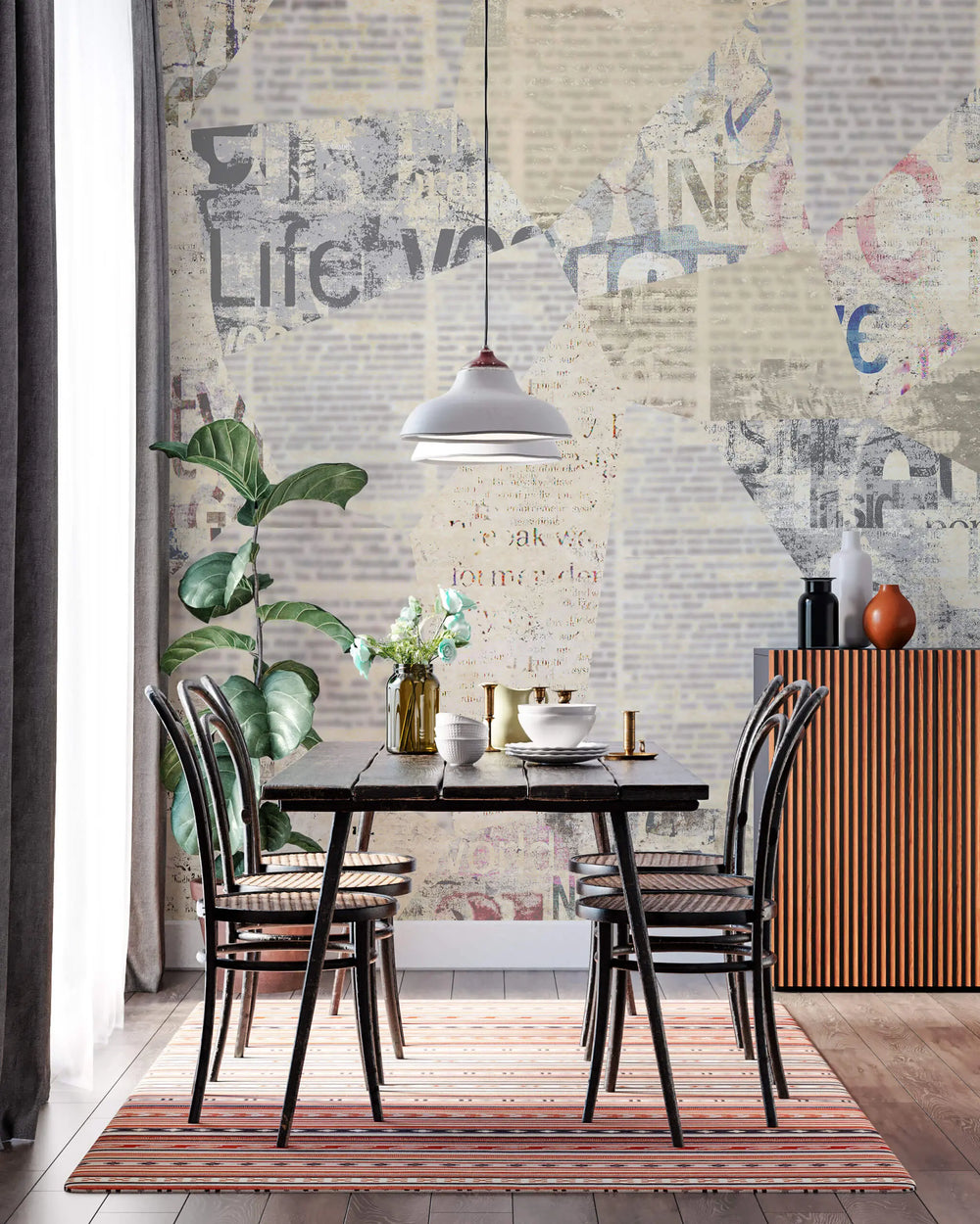 Tapet personalizat eclectic cu tipar de ziar blurat blurry newspaper