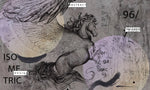 Tapet personalizat eclectic cu cal cu aripi si elemente de inspiratie eclectica in nuante inchise eclectic horse dark