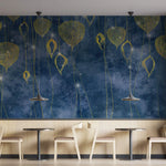 Tapet personalizat fine art cu insertii aurii si puncte stralucitoare pe un fundal albastru inchis midnight spark