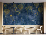 Tapet personalizat fine art cu insertii aurii si puncte stralucitoare pe un fundal albastru inchis midnight spark