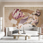 Tapet personalizat fine art de tip colaj de imagini in stil renascentist renaissance collage