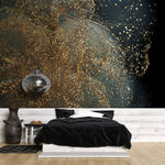 Tapet personalizat fine art cu sclipici in ploaie pe un fundal negru dark glitter