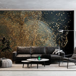 Tapet personalizat fine art cu sclipici in ploaie pe un fundal negru dark glitter