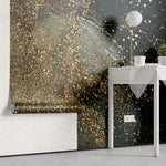 Tapet personalizat fine art cu sclipici in ploaie pe un fundal negru dark glitter