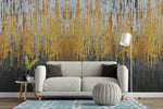 Tapet personalizat fine art cu straturi texturate in dungi gri aurii si negre textured art