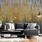 Tapet personalizat fine art cu straturi texturate in dungi gri aurii si negre textured art