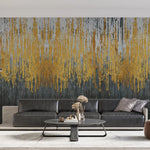 Tapet personalizat fine art cu straturi texturate in dungi gri aurii si negre textured art
