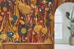 Tapet personalizat fine art cu pictura acrilica in stil de turnare in culori calde pouring art
