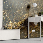 Tapet personalizat fine art cu sclipici auriu in prim plan close up glitter