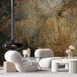 Tapet personalizat fine art cu sclipici auriu nisipos in prim plan sandy glitter