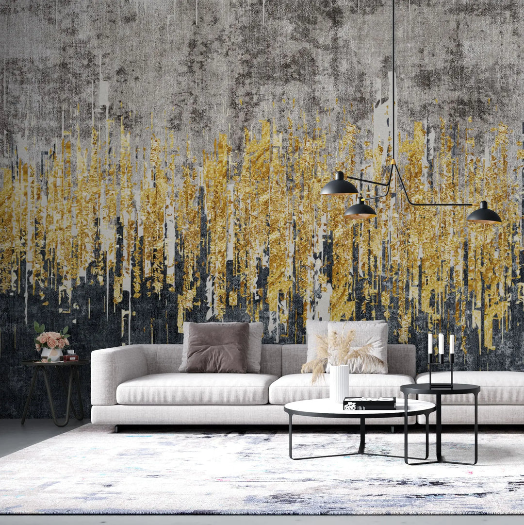 Tapet personalizat fine art cu dungi aurii pe un fundal vintage scratched gold