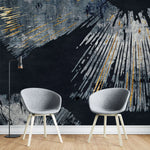 Tapet personalizat fine art cu reprezentare artistica a unui iris in nuante inchise si insertii aurii iris