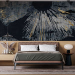 Tapet personalizat fine art cu reprezentare artistica a unui iris in nuante inchise si insertii aurii iris